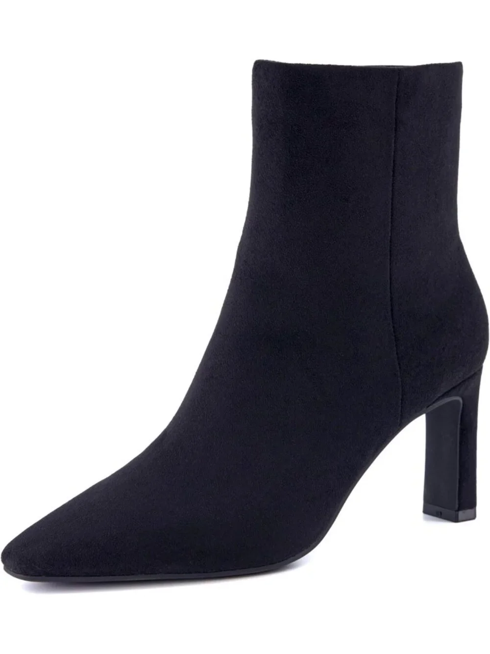 Stylish Women's High Heel Ankle Boots, Square Toe Vegan Suede Block Heel Booties